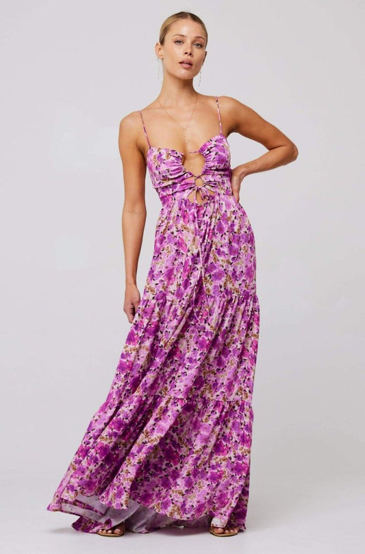Olivetta Floral Maxi Dress - Printed Cut-Out Maxi Dress