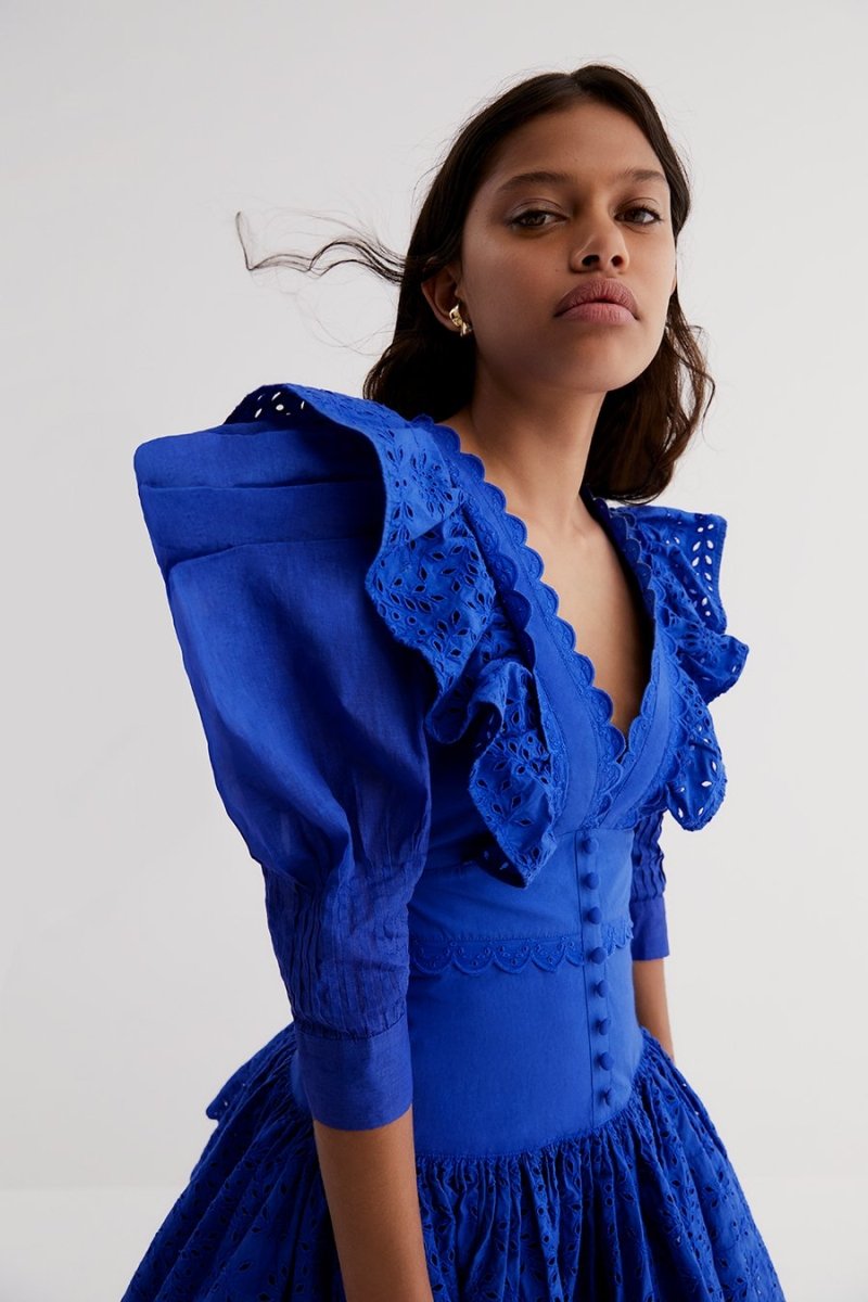 Selma Ruffle-Eyelet Mini Dress
