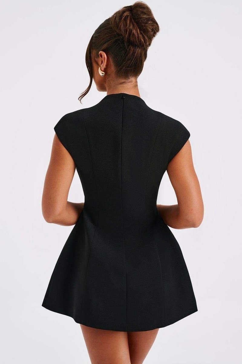 Adelina Vestido Mini Plisado Manga Cap Elegante