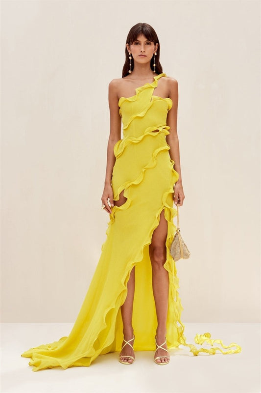 Emilienne Ruffled One-Shoulder Maxi Dress