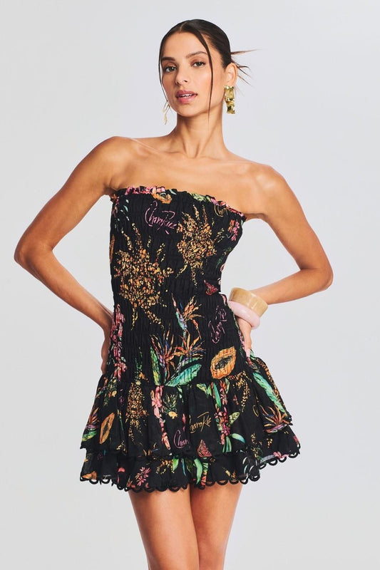 Emanuelle Strapless Smocked Mini Dress