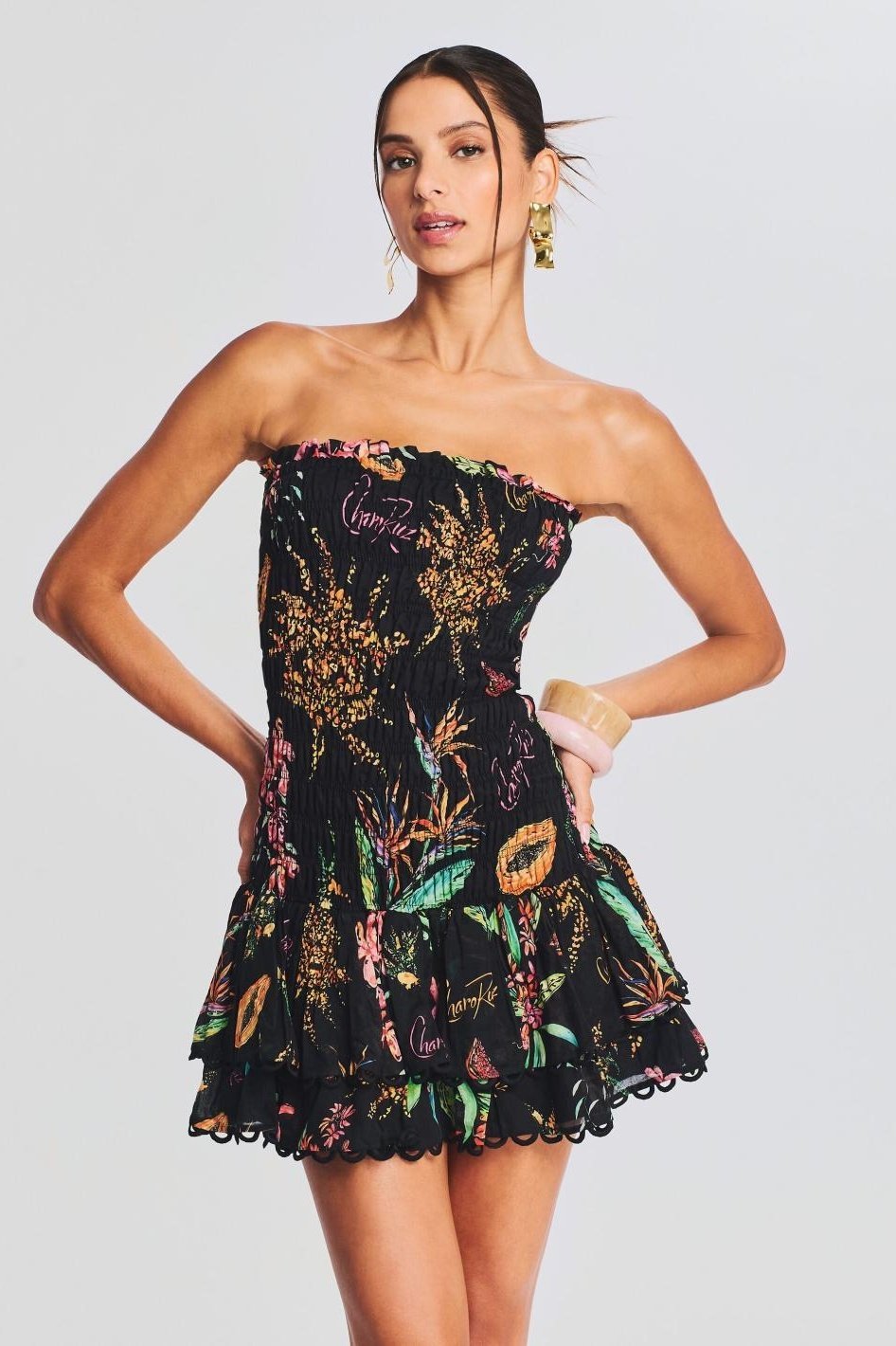 Emanuelle Strapless Smocked Mini Dress