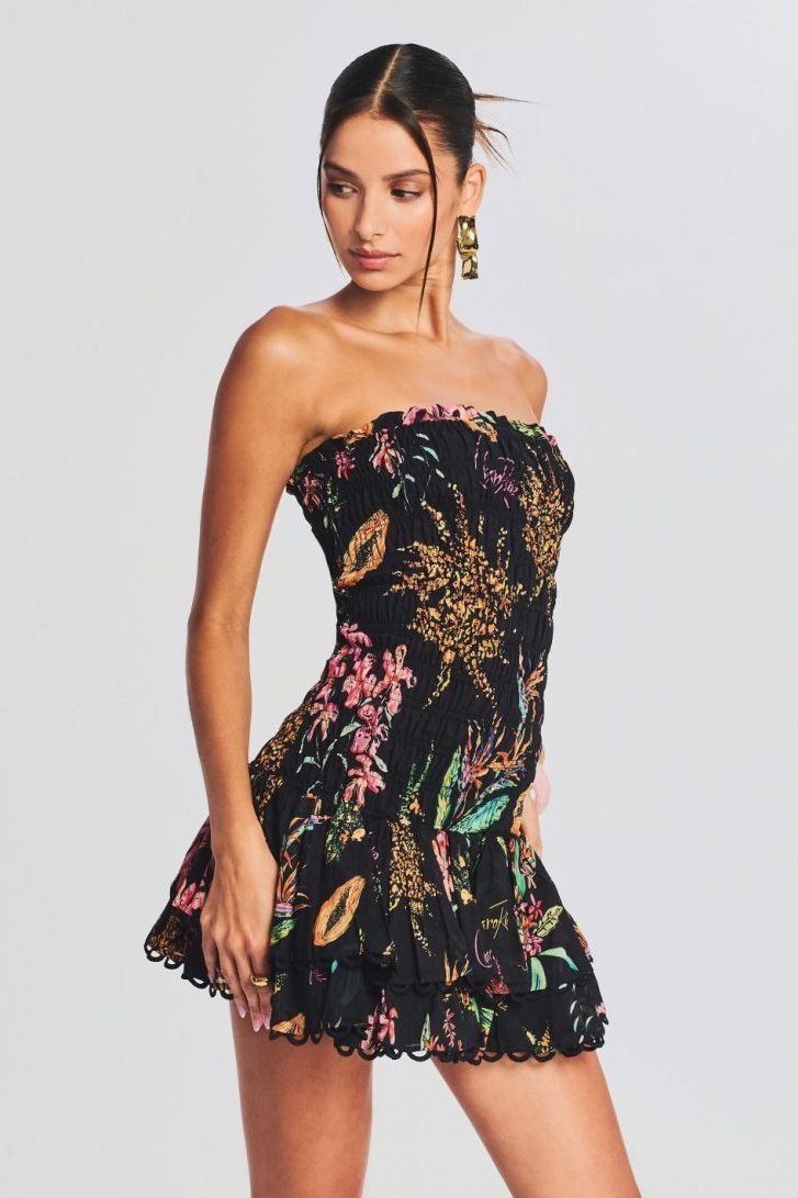 Emanuelle Strapless Smocked Mini Dress